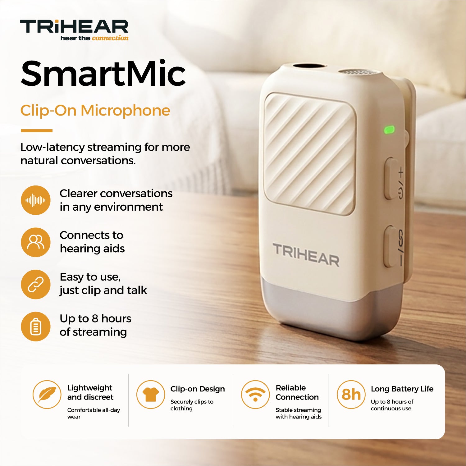SmartMic: Clip-on wireless microphone